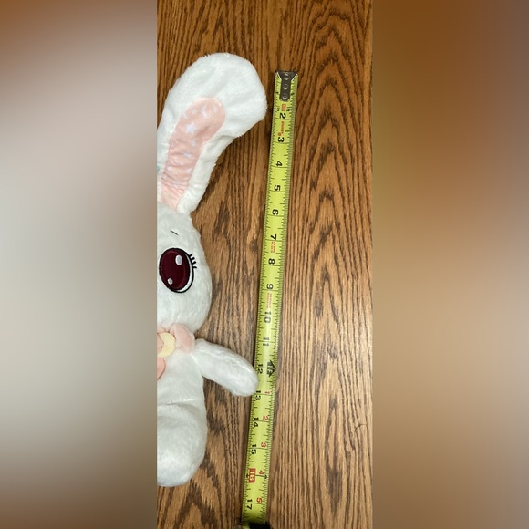 🌛🐰PeekaPets🐰🌜PEEK-A-BOO BUNNY PLUSH white w/peach ears/moon/bow tie✨NWT✨ - Picture 9 of 13